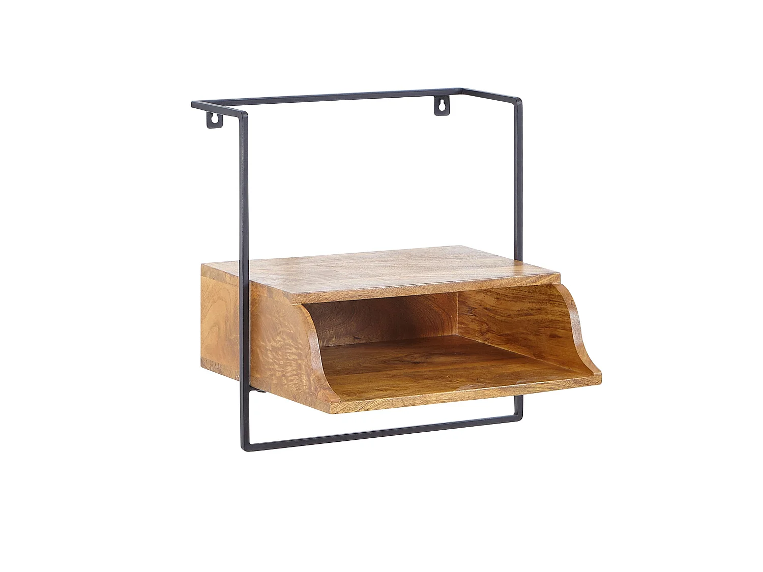 Table de Chevet Murale Bois Massif Métal Flottante de Nuit 44x45x35 cm