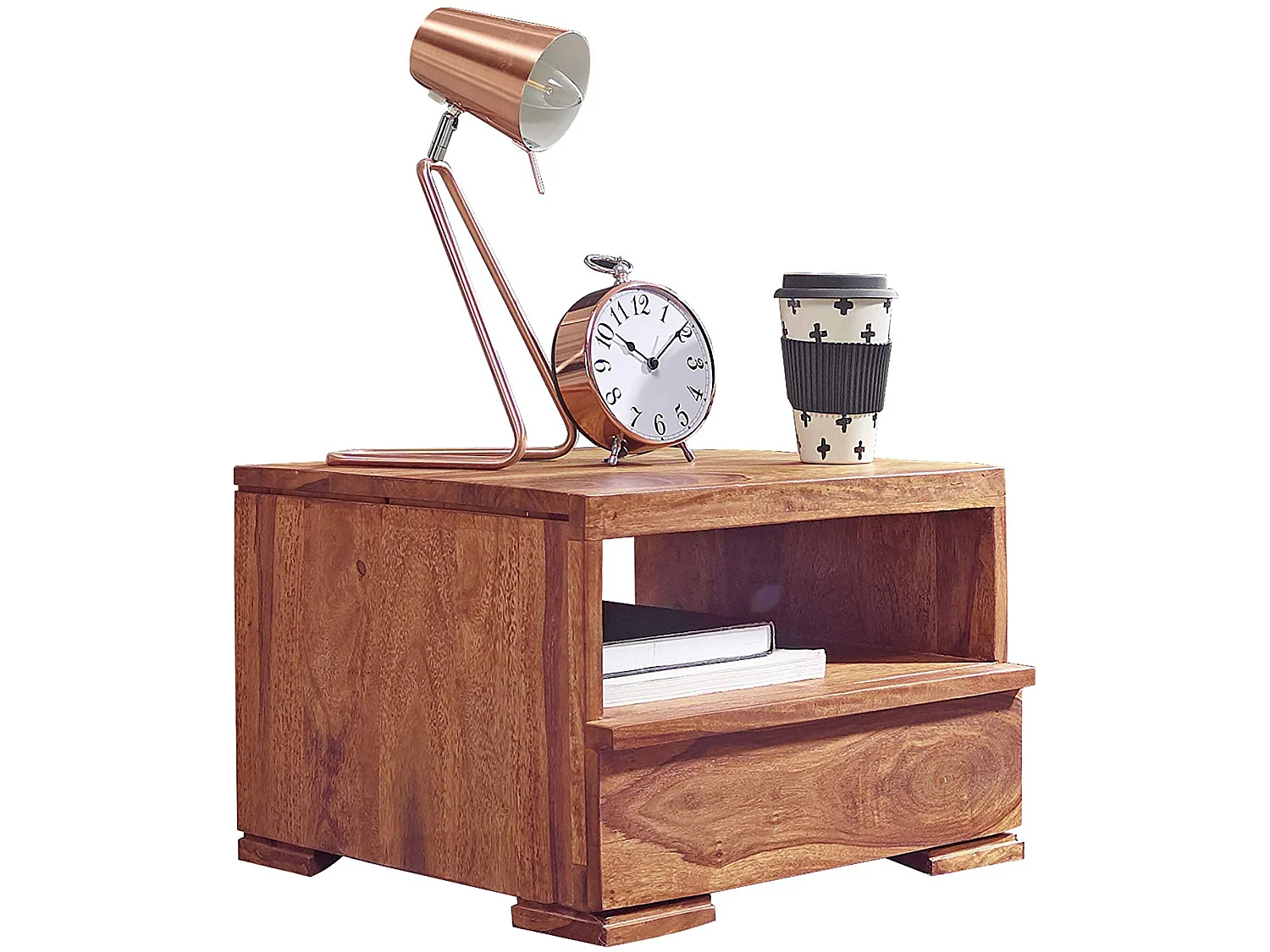 Comodino Letto 40x40cm Legno Massello Consolle Notturna Comodino notte