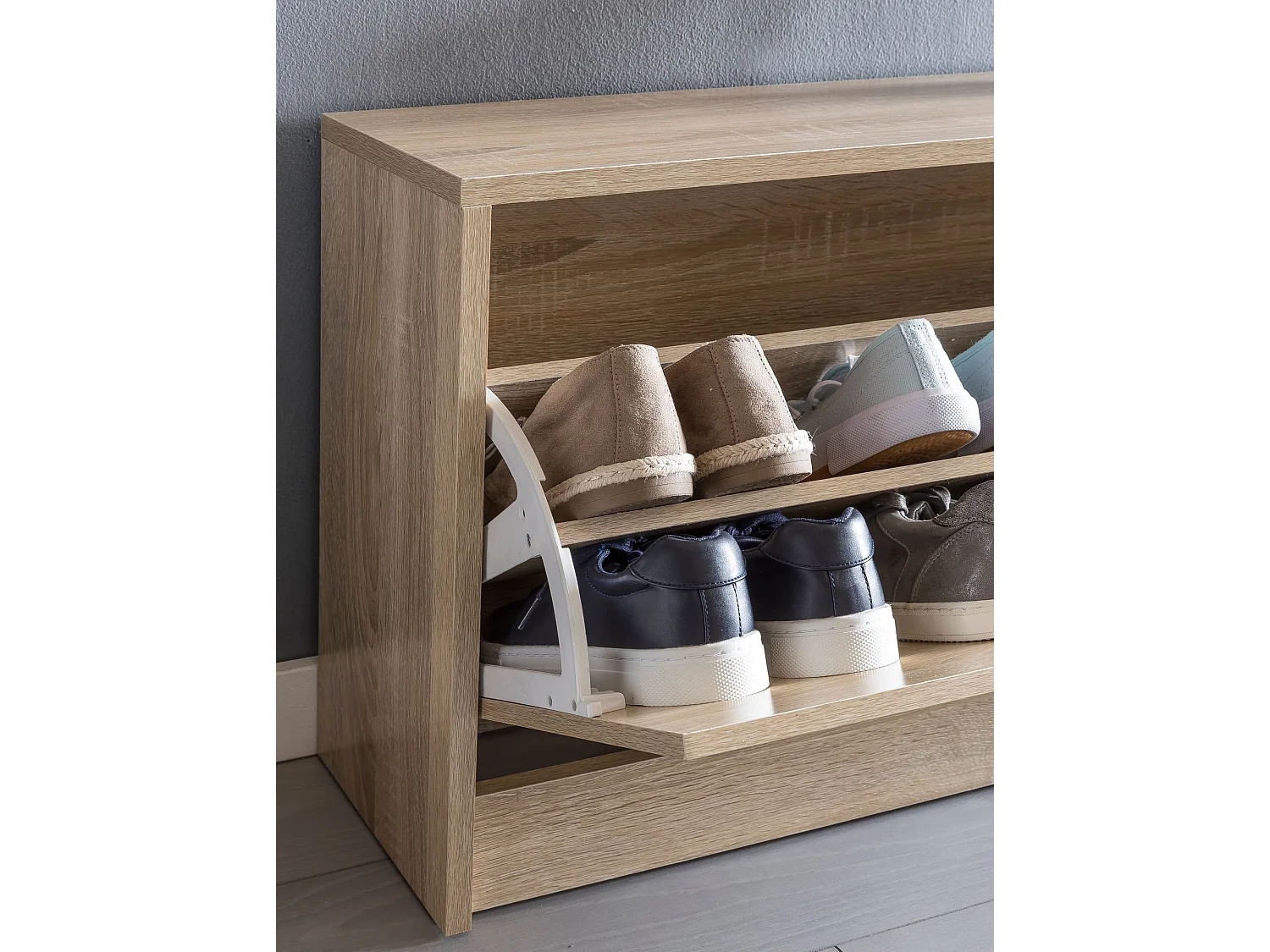 Schuhbank SPLIT Schuhkipper Holz Flurbank Schuhschrank Sitzbank Flur 80 cm Bank