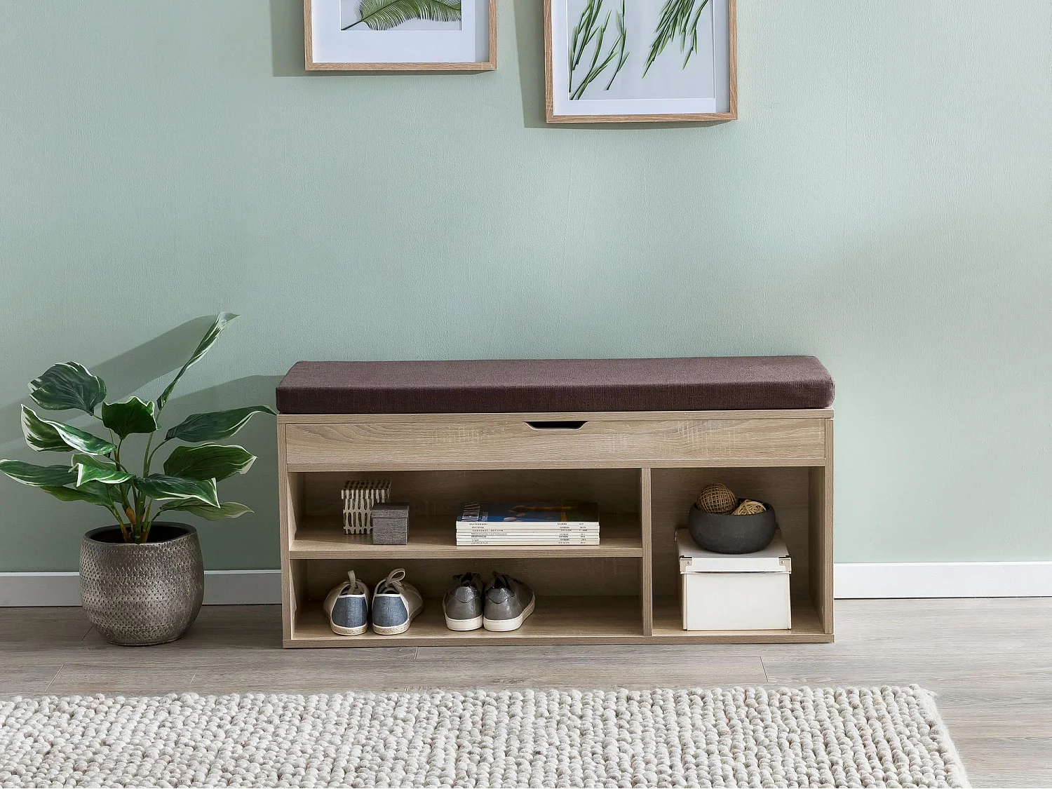 Banc de Rangement à Chaussure Entrée 104x51x32 cm Étagère a Chaussures