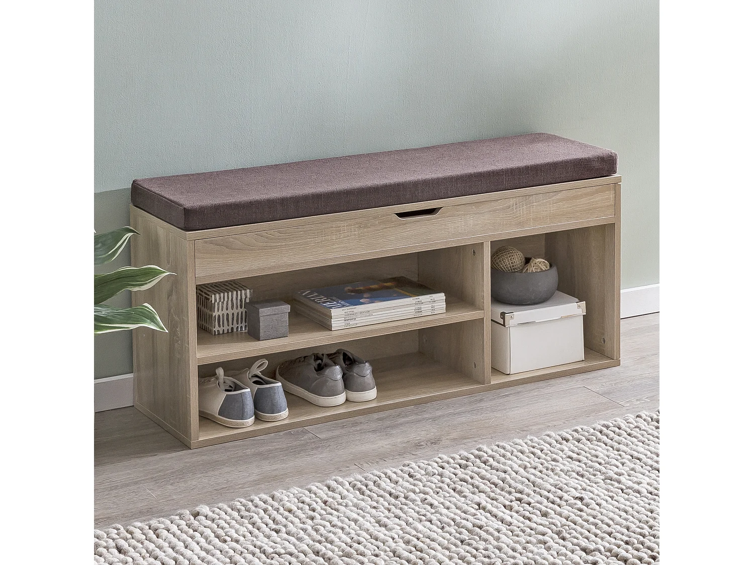 Scarpiera Salvaspazio con Seduta 104x52x32 cm Panchina Scarpe Ingresso