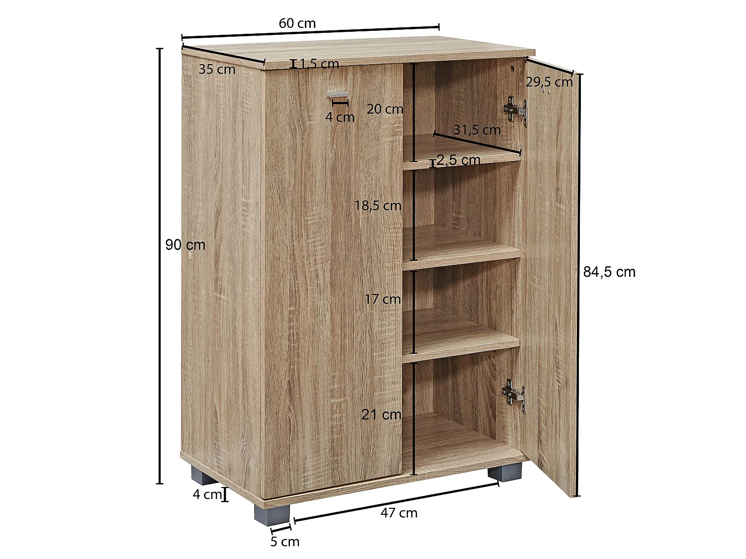 Schuhschrank Holz 12 Paar Schuhe Schuhregal Schuhkommode Flurschrank Sideboard