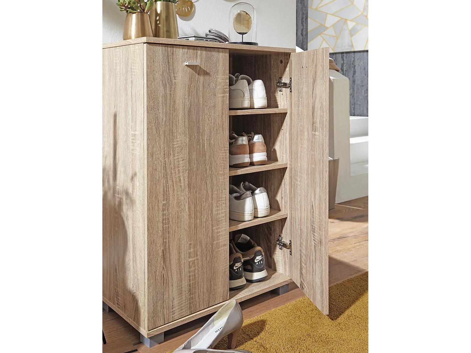 Armoire à chaussures Bois 60x90x35 cm Étagère à chaussures 12 paires