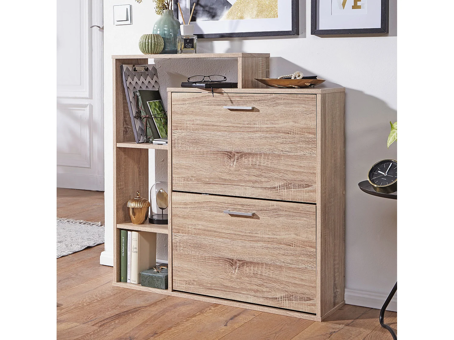 Armoire à chaussures Bois 85x93x24 cm Étagère à chaussures 12 paires