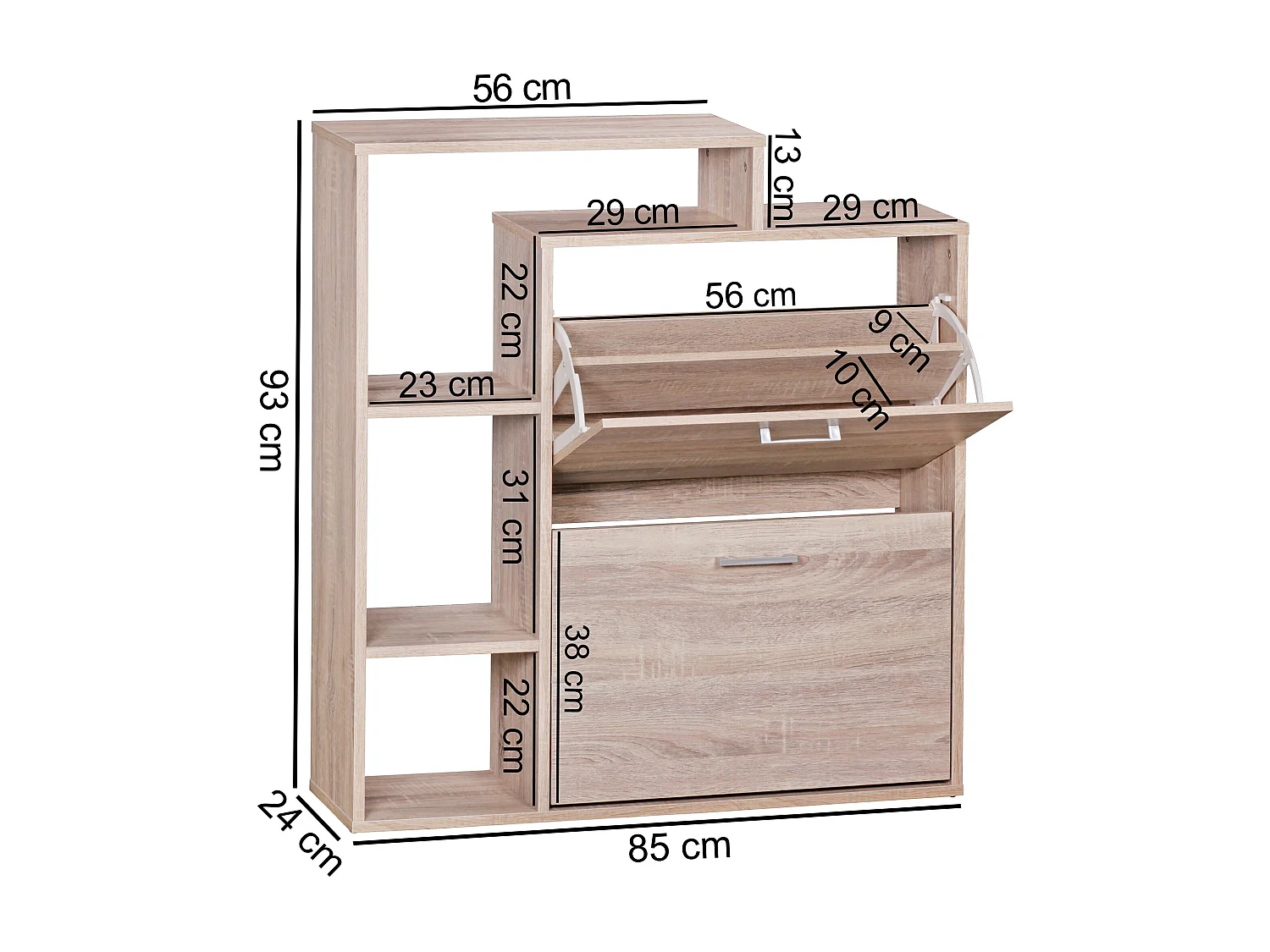 Armoire à chaussures Bois 85x93x24 cm Étagère à chaussures 12 paires