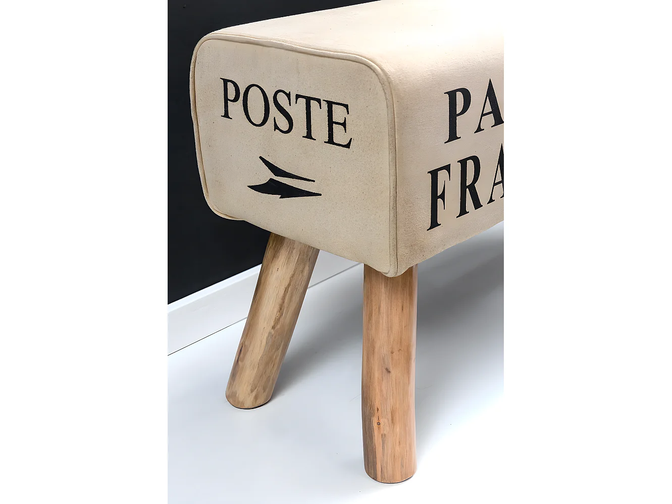 Sitzbank CANVAS Turnbock Braun 90cm Leder / Stoff Springbock Turnhocker