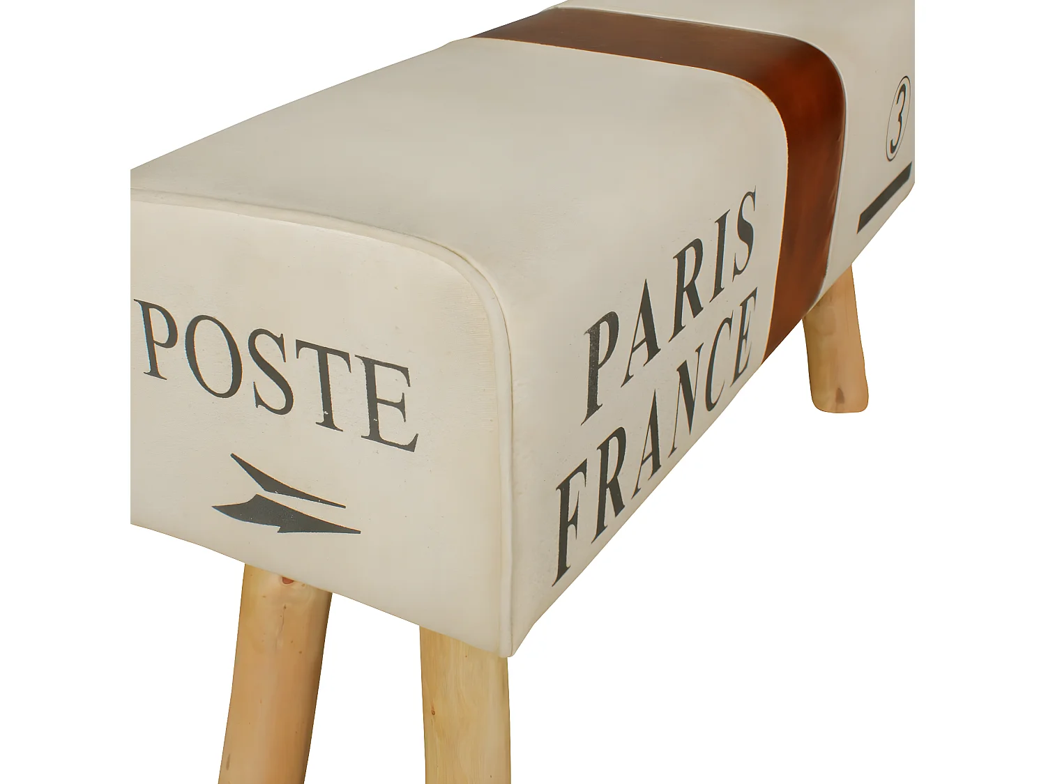 Sitzbank CANVAS Turnbock Braun 90cm Leder / Stoff Springbock Turnhocker