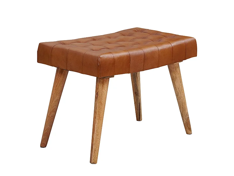 Sitzhocker 67x47x39 cm Massivholz Lederhocker Fußhocker Leder Hocker