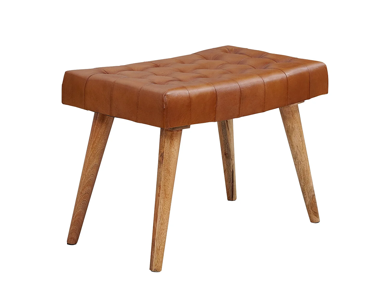 Sitzhocker 67x47x39 cm Massivholz Lederhocker Fußhocker Leder Hocker