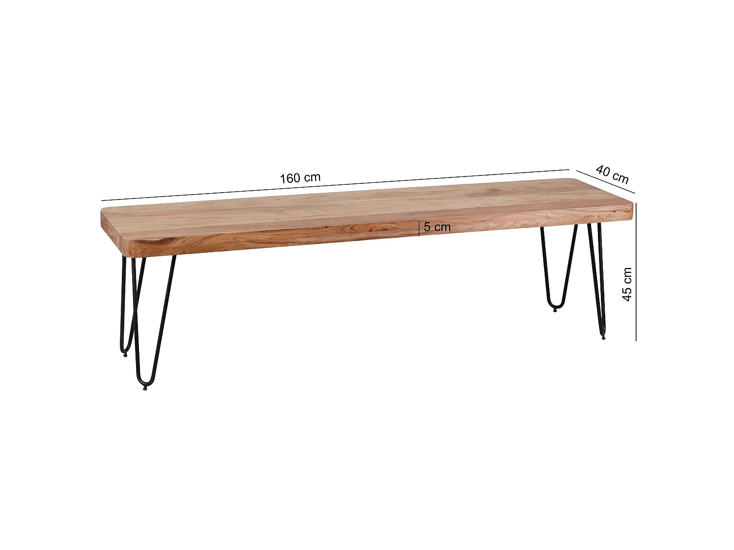 Panchina HARLEM acacia legno massello banco della cucina senza schienale