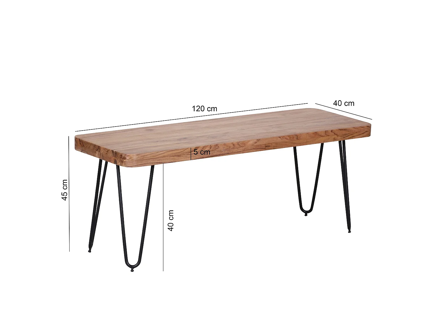 Panchina HARLEM acacia legno massello banco della cucina senza schienale