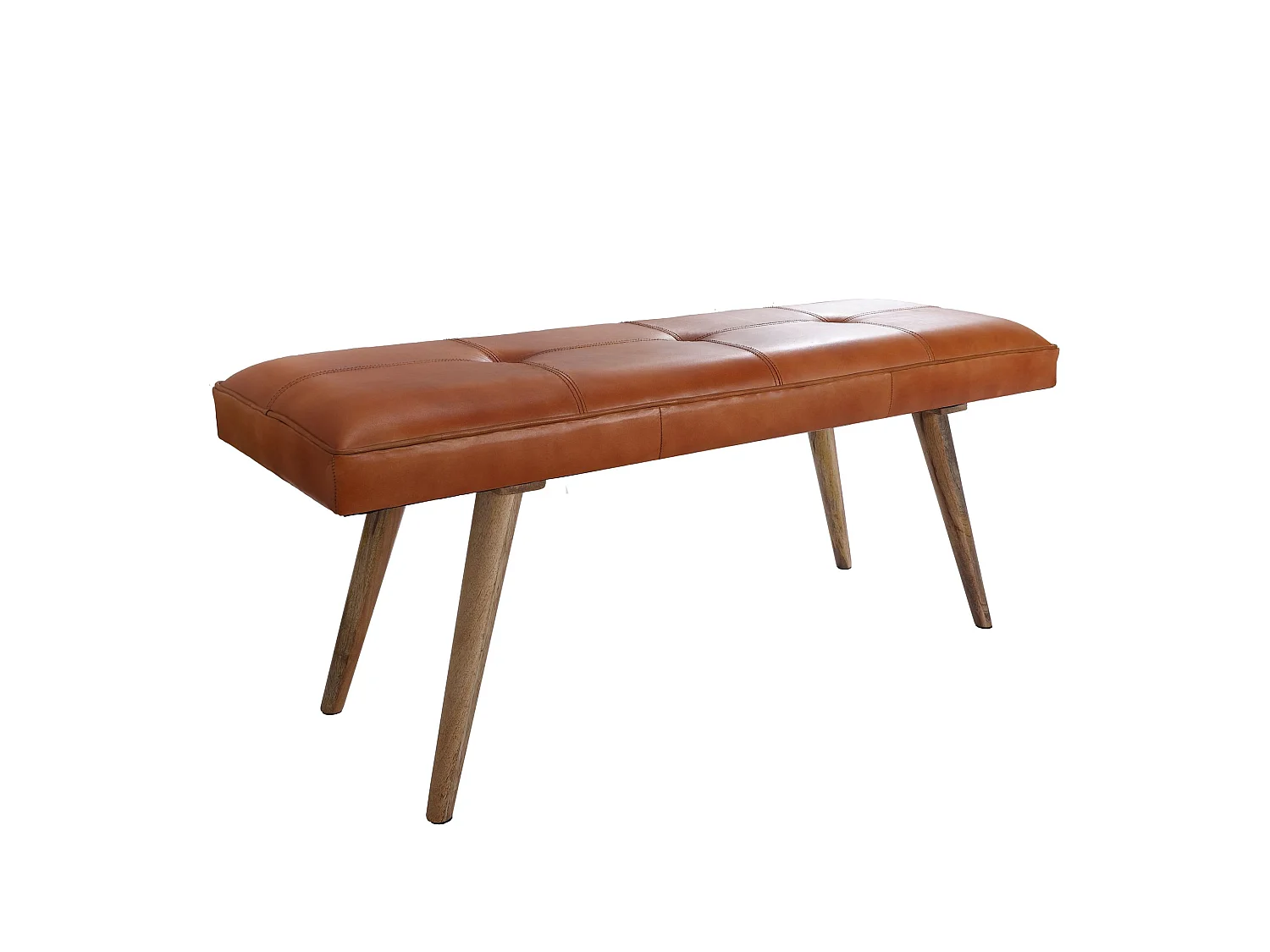 Banc en cuir 117 cm Bois Massif Rembourré Banc Banquette salle manger