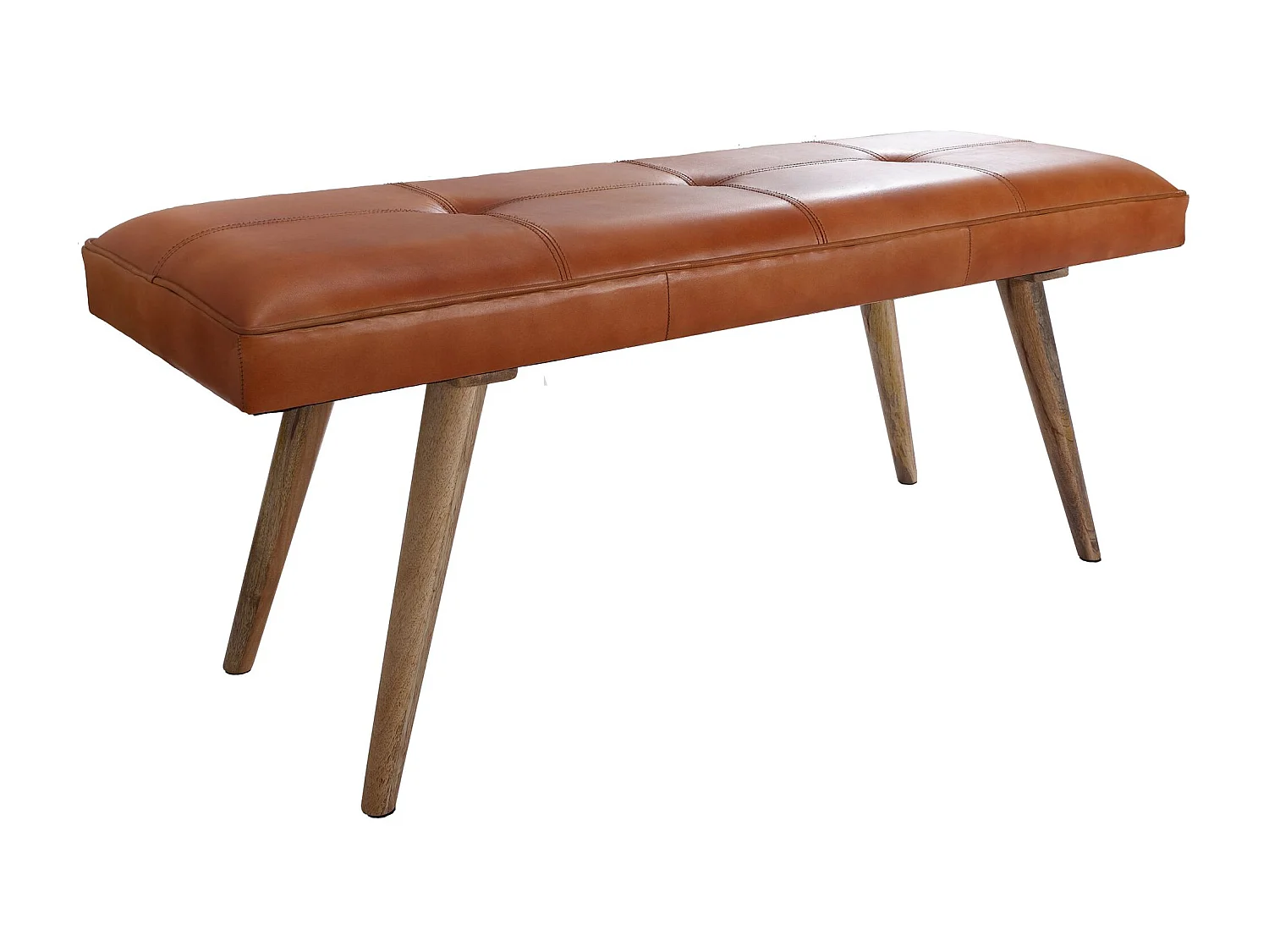 Banc en cuir 117 cm Bois Massif Rembourré Banc Banquette salle manger