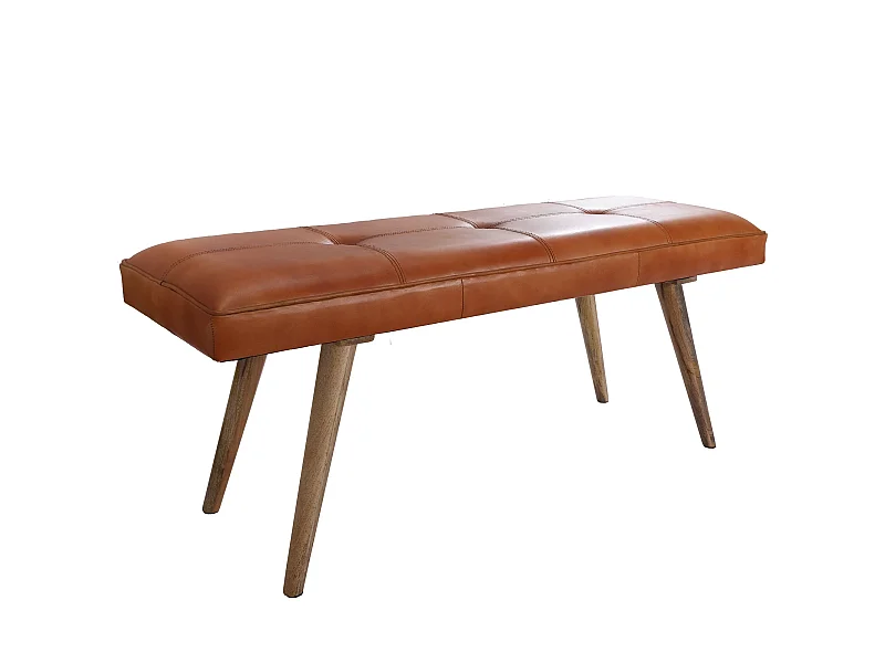 Banc en cuir 117 cm Bois Massif Rembourré Banc Banquette salle manger