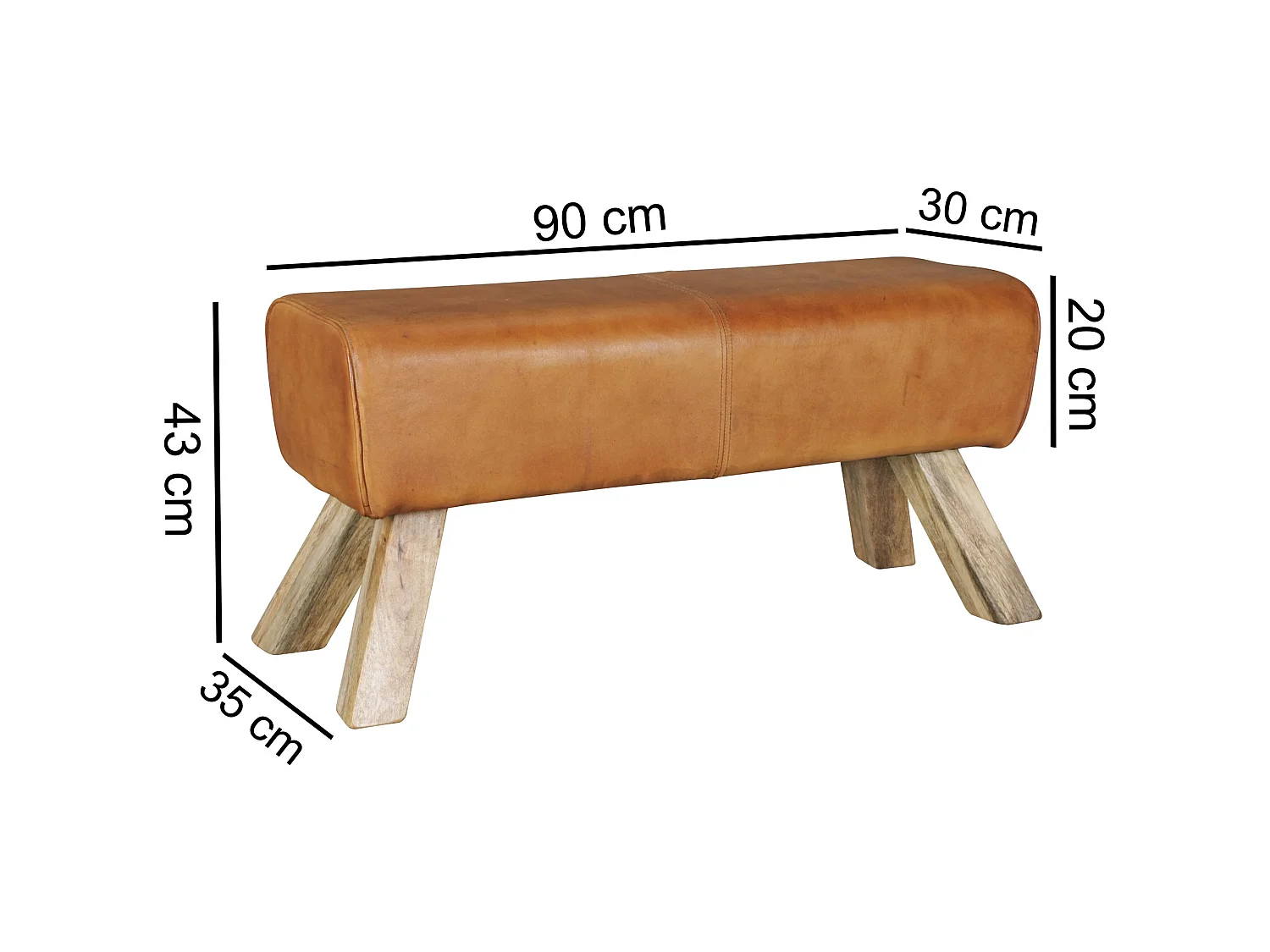 Design Sitzhocker FB45549 Holz 90x30x43 cm Modern Garderobenbank Leder