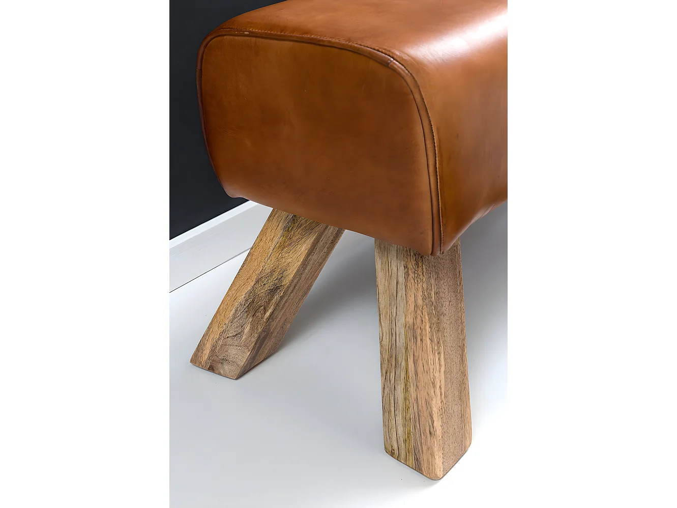 Design Sitzhocker FB45549 Holz 90x30x43 cm Modern Garderobenbank Leder