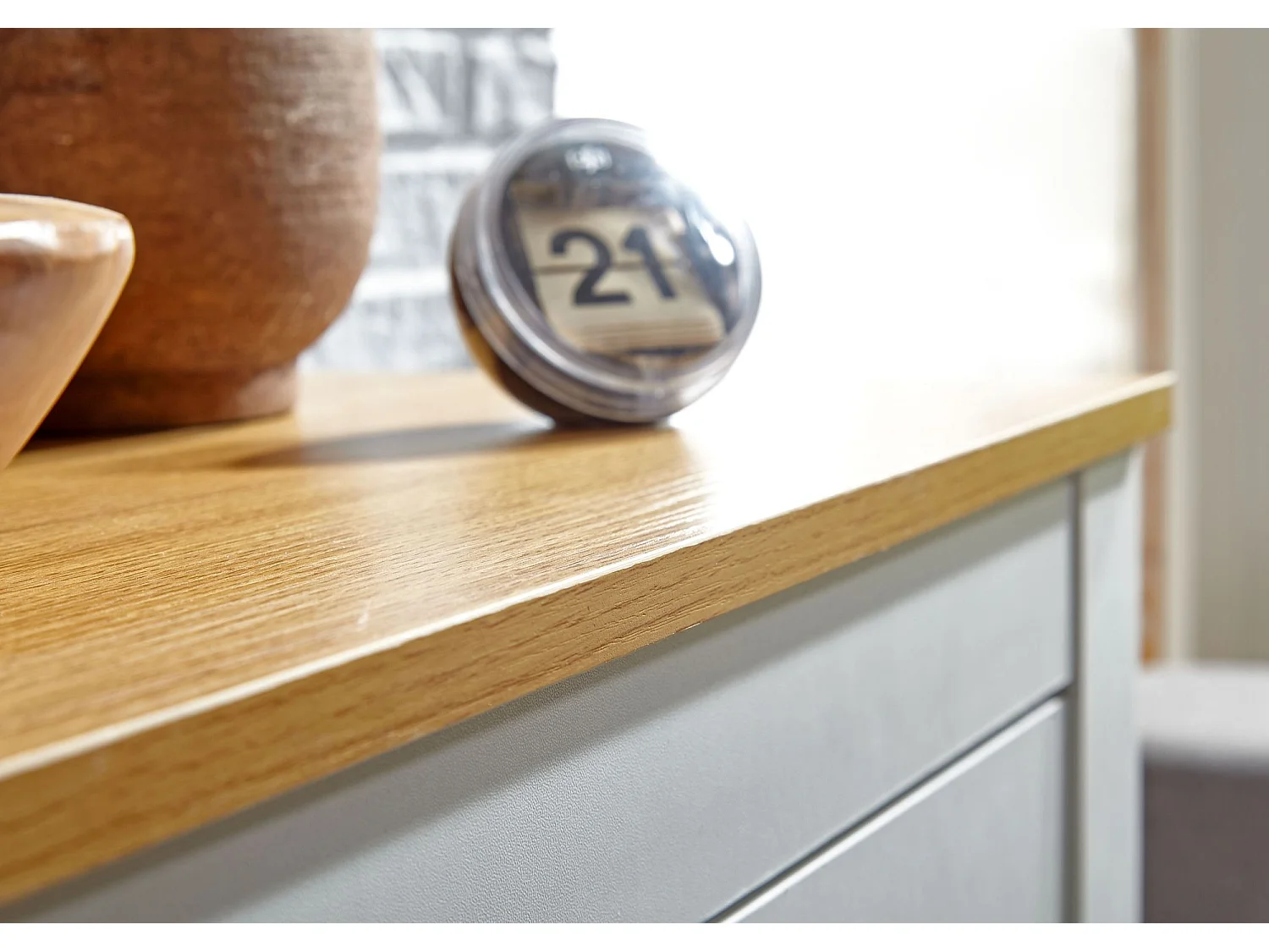 Sideboard  Kommode Weiß / Eiche 79x81x35 cm Anrichte Schubladenkommode