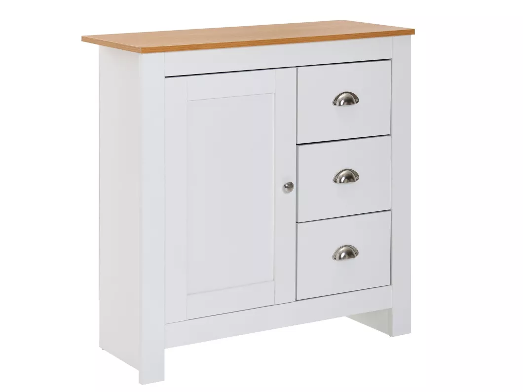 Kauf Unique Sideboard Kommode Weiß / Eiche 79x81x35 cm Anrichte Schubladenkommode