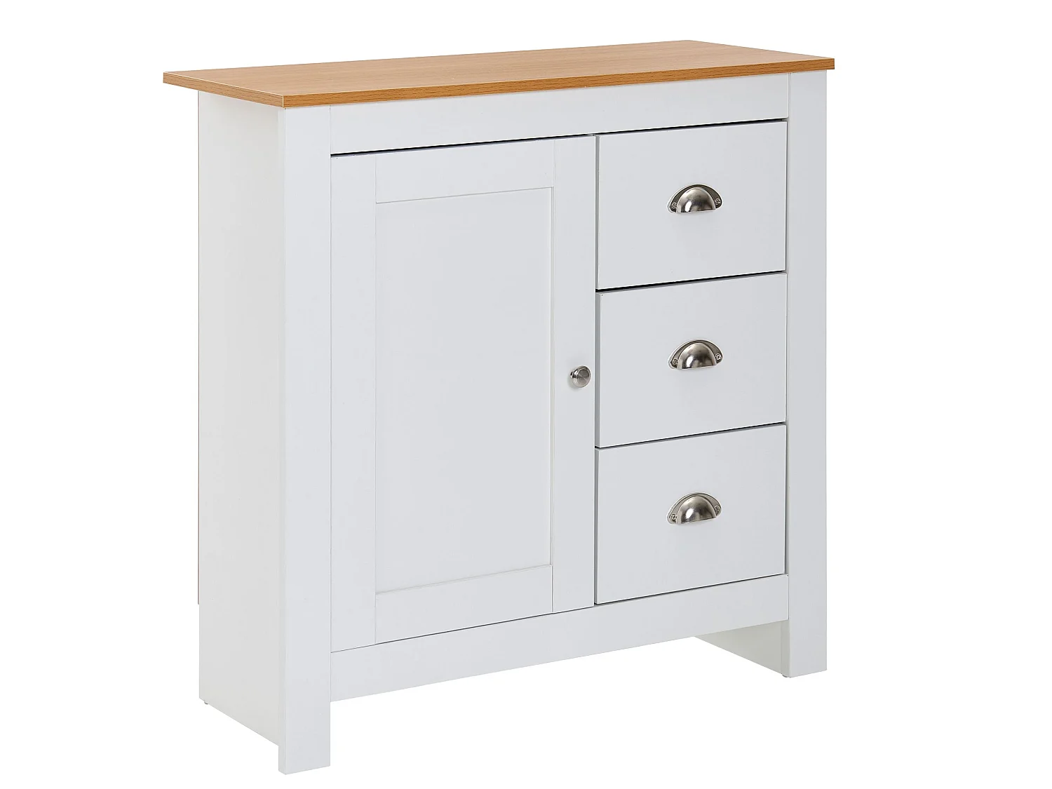blanc / chêne 79x81x35 cm commode commode à tiroirs