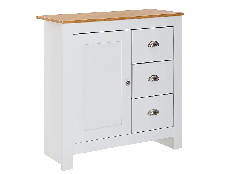 blanc / chêne 79x81x35 cm commode commode à tiroirs