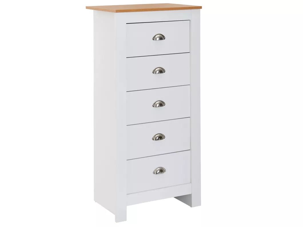 Kauf Unique Sideboard Kommode Weiß / Eiche 53x114x39 cm Anrichte Schubladenkommode