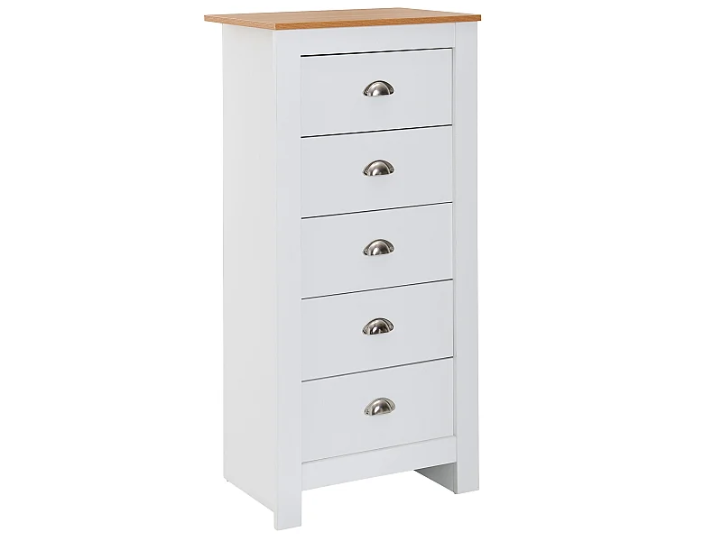 blanc / chêne 53x114x39 cm commode commode à tiroirs