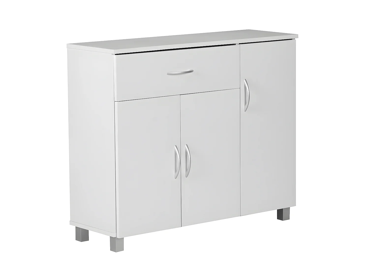 Buffet Commode 90x75x30cm 3 portes et 1 tiroir Bois Étagère fermée