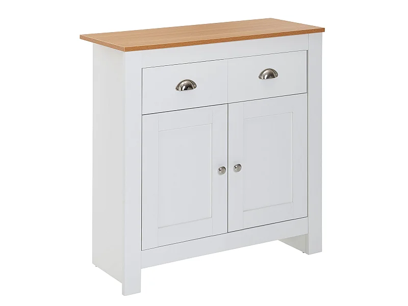 Sideboard  Kommode Weiß / Eiche 79x81x34,5 cm Anrichte Schubladenkommode