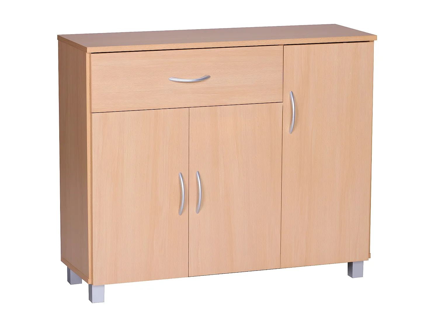 Buffet Commode 90x75x30cm 3 portes et 1 tiroir Bois Étagère fermée