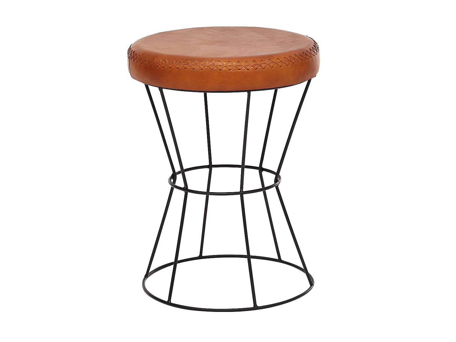 tabouret brun 35x48 cm tabouret en cuir moderne en cuir véritable tabouret rond
