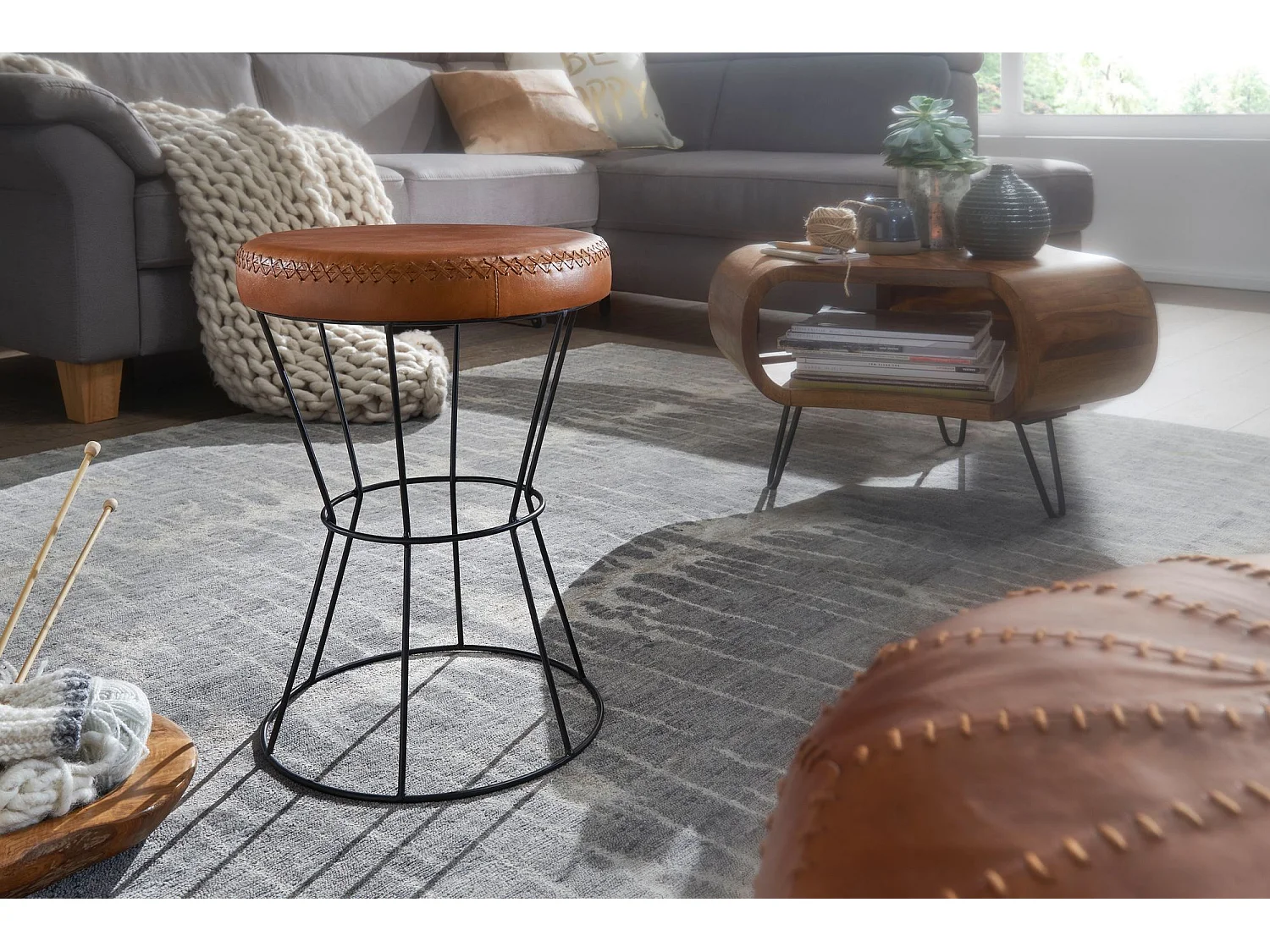 tabouret brun 35x48 cm tabouret en cuir moderne en cuir véritable tabouret rond