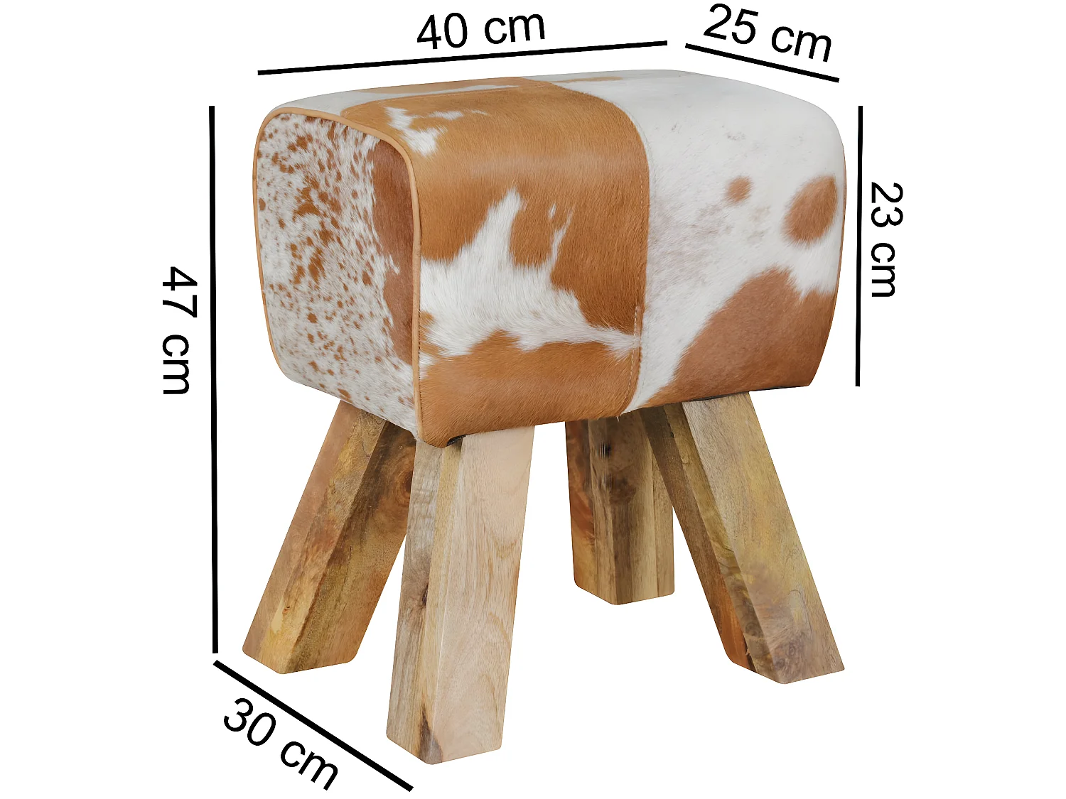 Tabouret Petit 30x47x40 cm Bois Massif Ottoman Rembourré Rétro Séjour