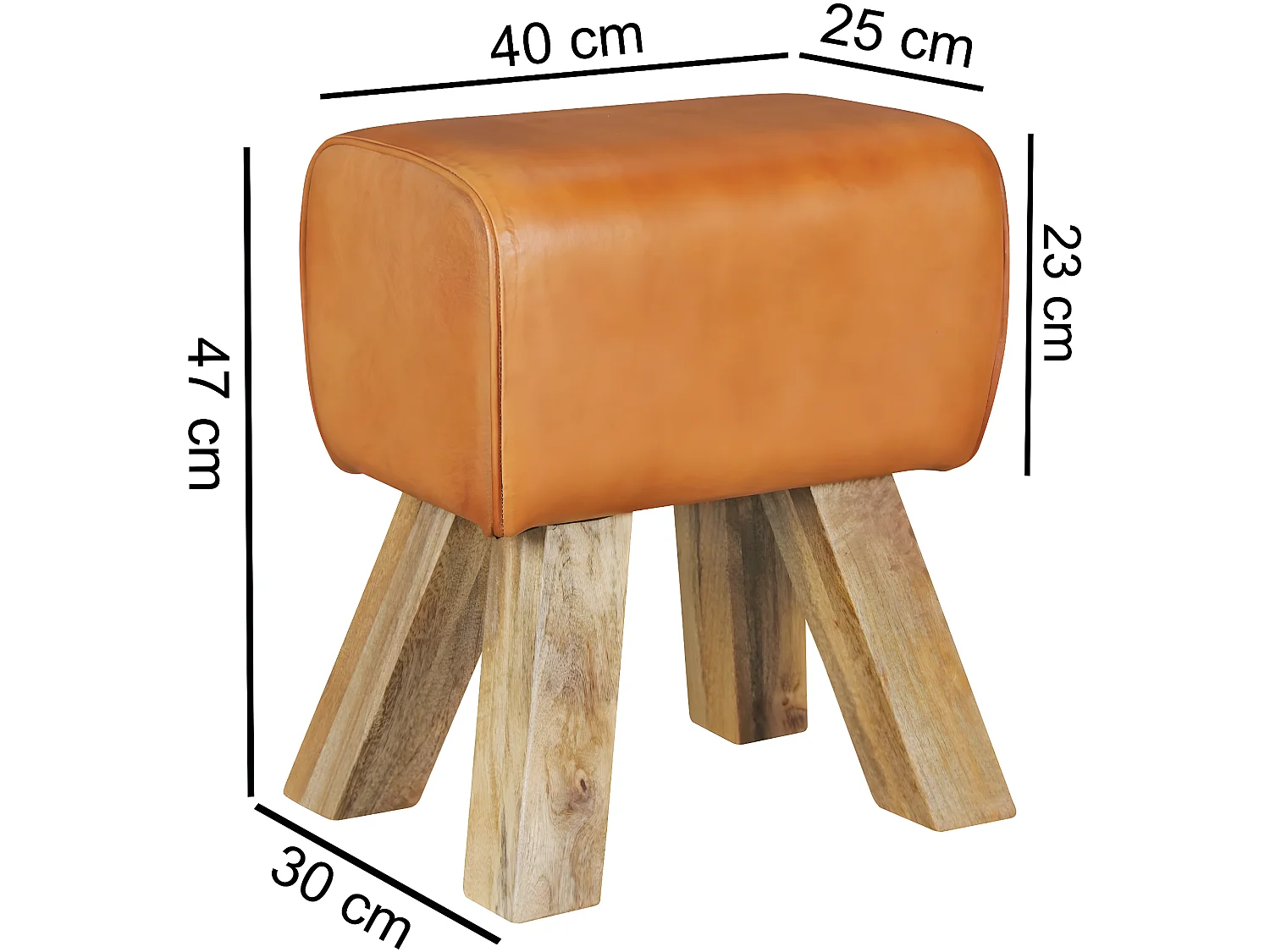 Design Sitzhocker Springbock Fußhocker Turnhocker Turnbock Pferd Leder Jeans