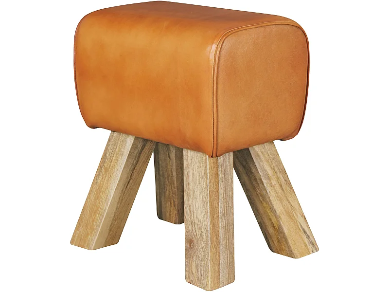 Tabouret Petit 30x47x40 cm Bois Massif Ottoman Rembourré Rétro Séjour