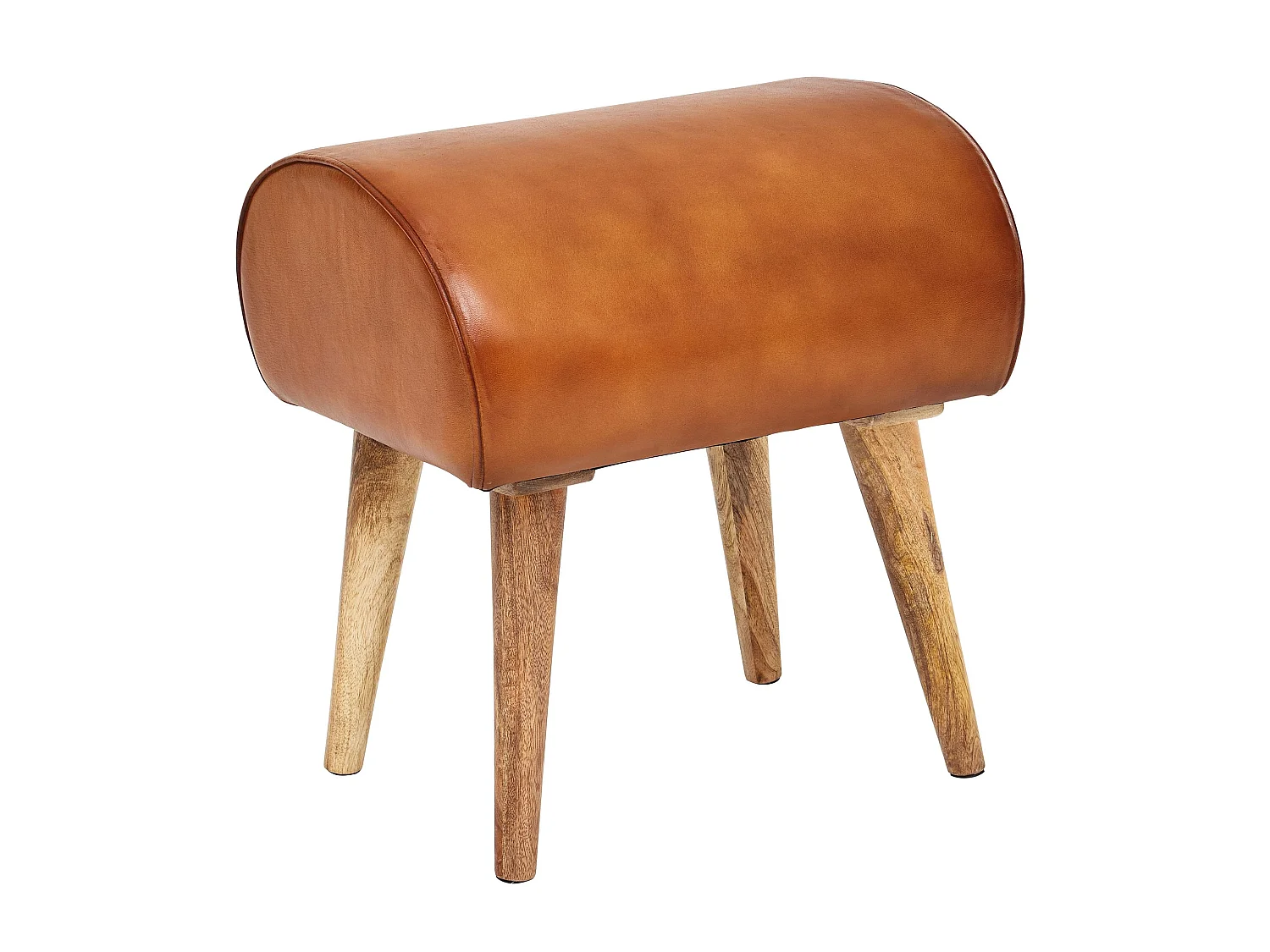 tabouret 45x53x40 cm marron en cuir véritable tabouret en bois Tabouret en cuir massif