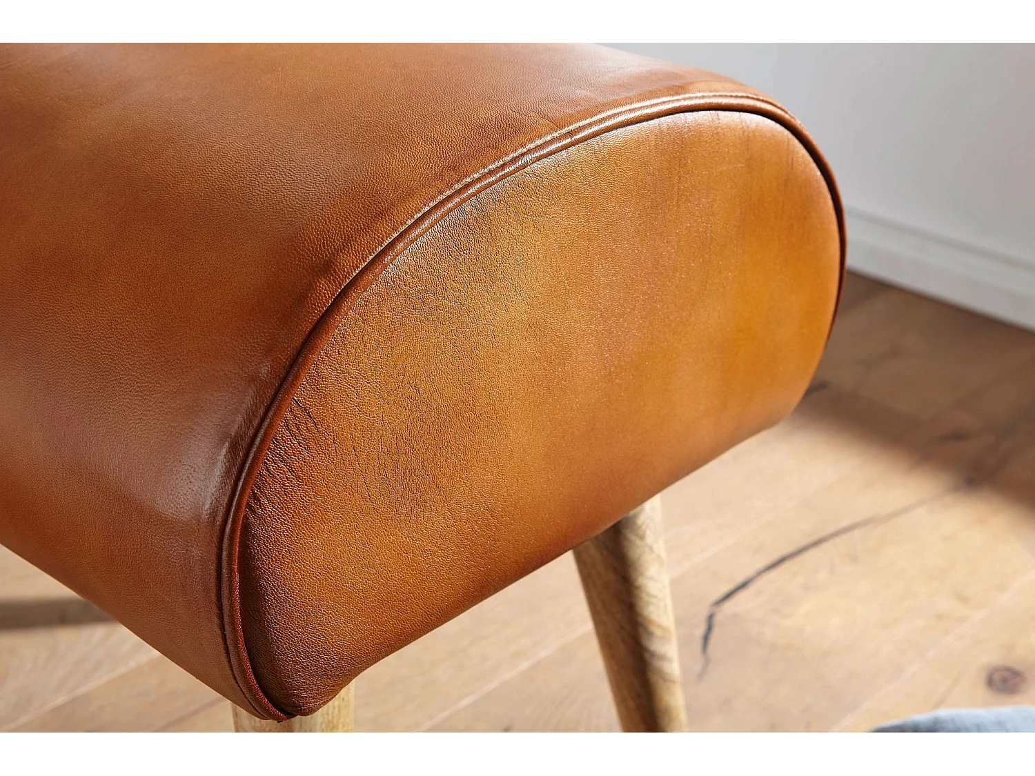 sgabello 45x53x40 cm marrone vera pelle sgabello in legno sgabello in pelle massiccia