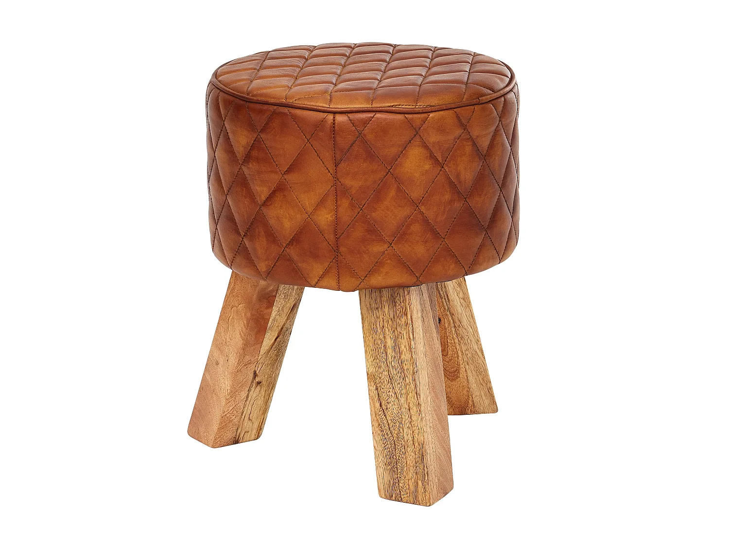 pouf cuir véritable 35x46x35 cm pouf tabouret rond en cuir bois massif