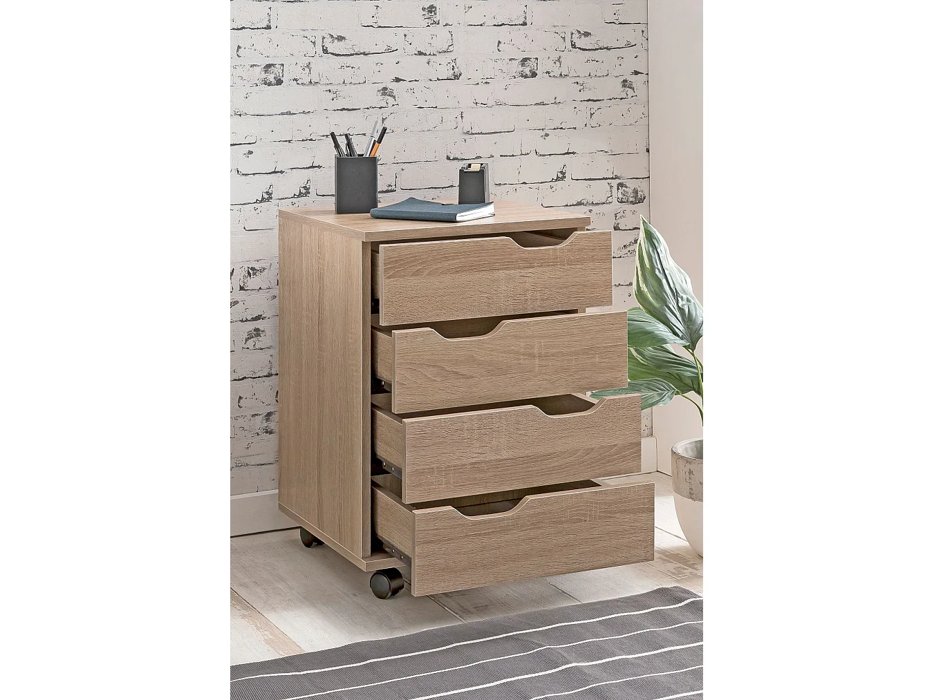 Rollcontainer SV51850 Schreibtischcontainer 40 x 60 x 40 cm Holz Büro