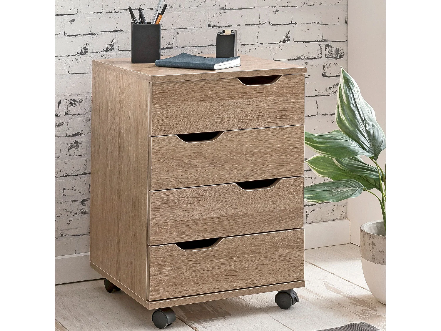 Cassettiera Ufficio Sonoma con Ruote 40x60x40 cm Archivio con Cassetti