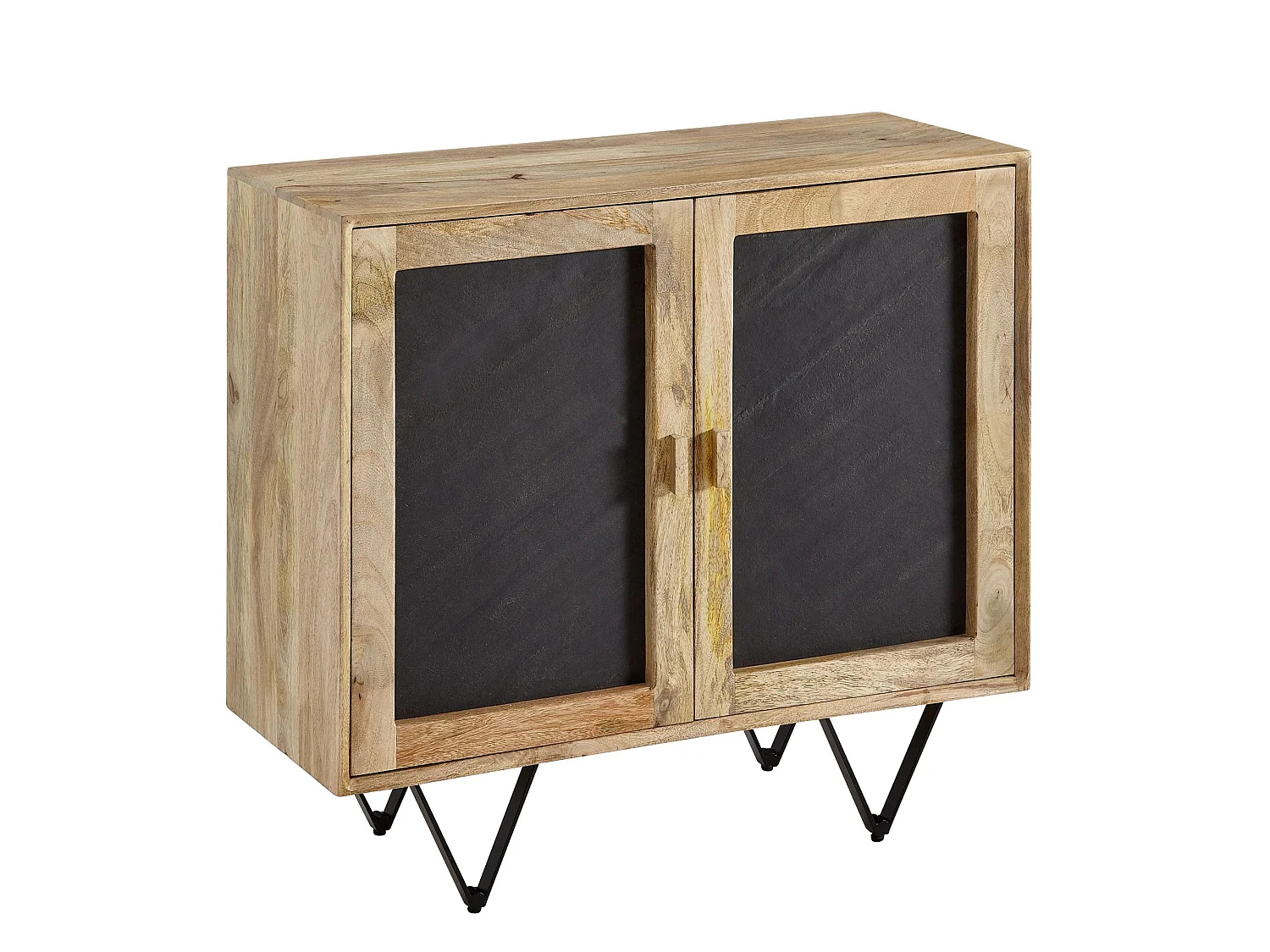 Sideboard 80x75x35cm Holz Massiv Stein Kommode Anrichte mit Türen Modern