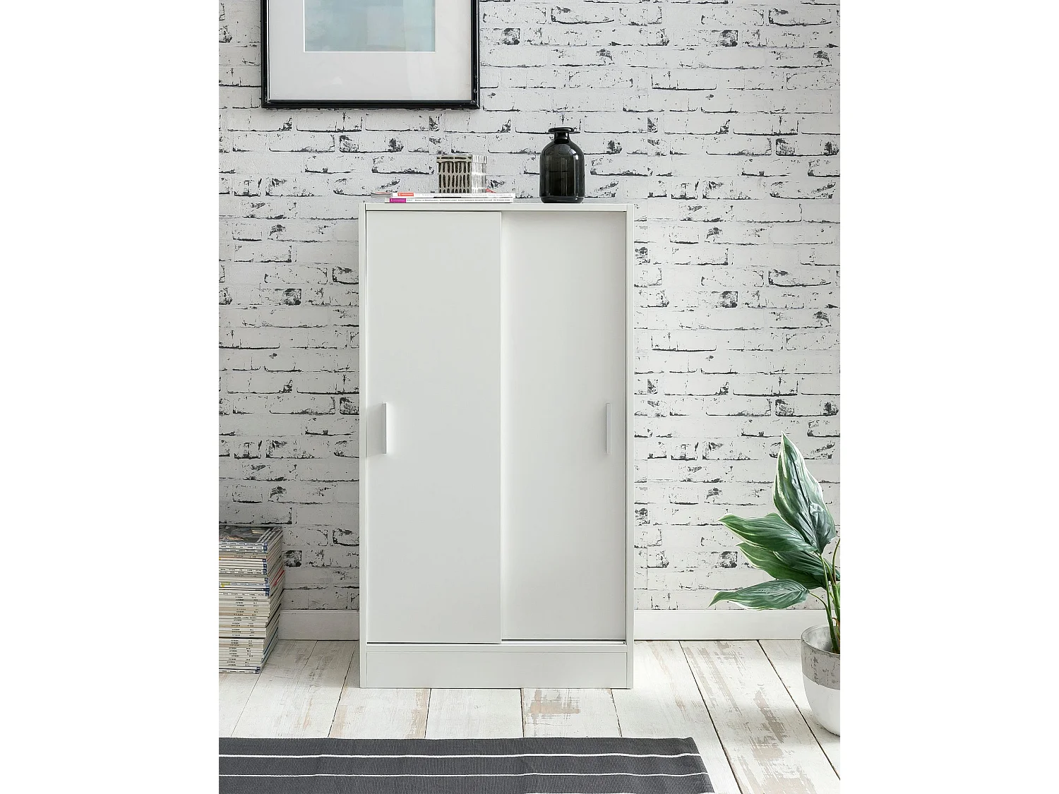 Mobiletto Ufficio Bianco 60x107,5x28,5 cm Credenza Buffet con 2 Ante