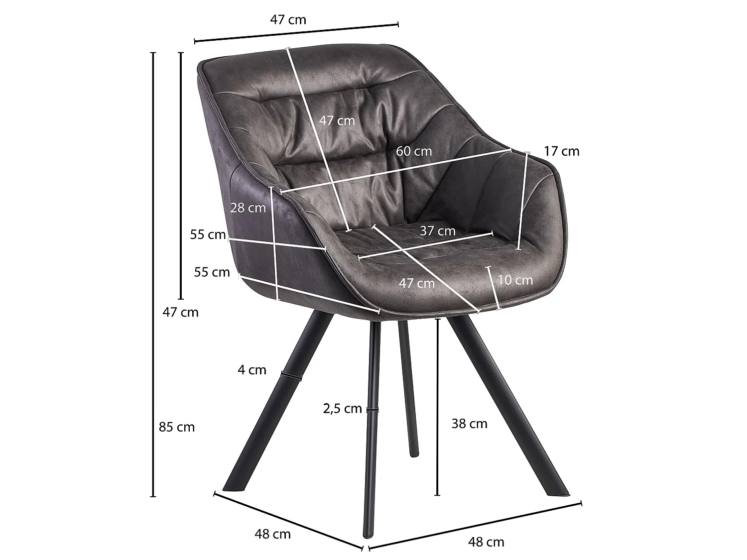 Chaise de Salle à Manger Tissu / Métal Chaise Cuisine Chaise Look Daim