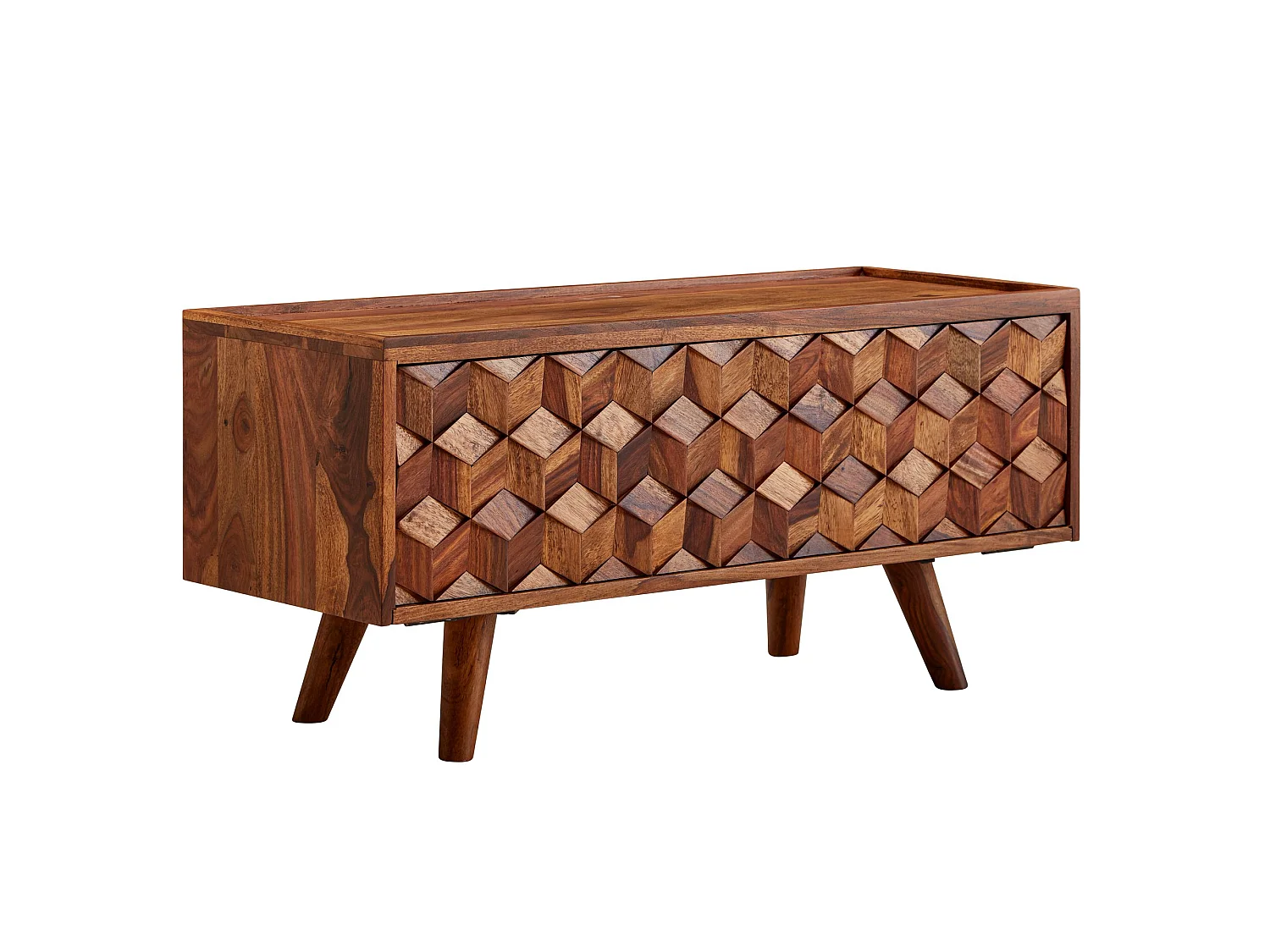 Meuble TV 92x44x35 cm Bois Massif Lowboard Panneau de Télévision Design