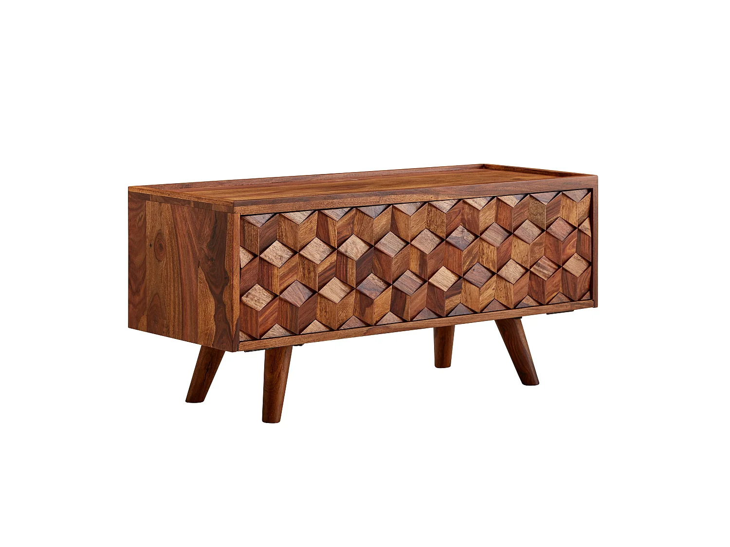 Mobile Porta TV 92x44x35 cm Legno Massello Soggiorno Lowboard con Anta