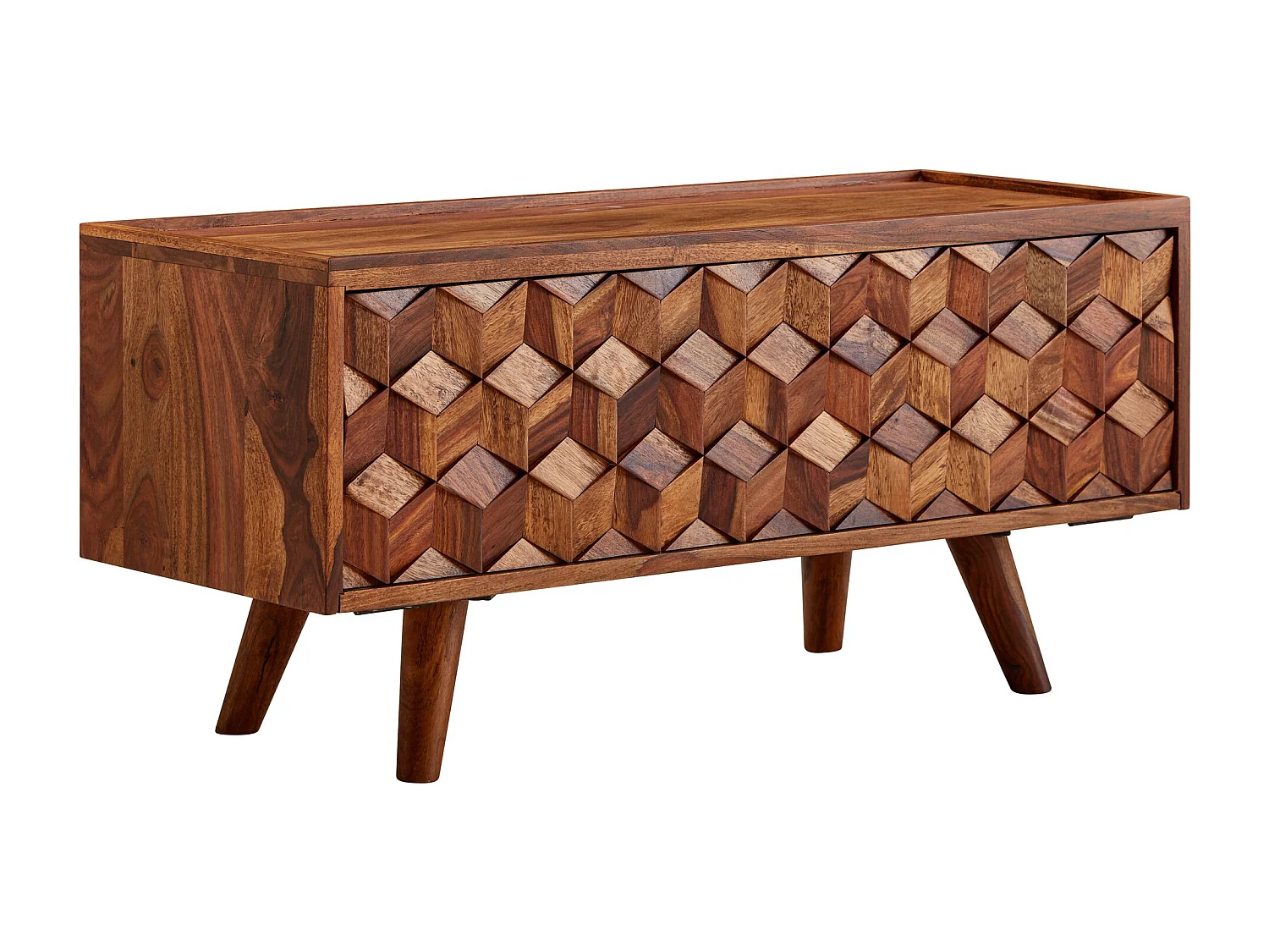 Mobile Porta TV 92x44x35 cm Legno Massello Soggiorno Lowboard con Anta