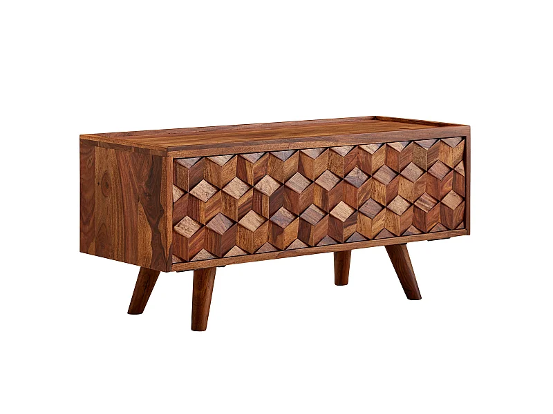 Mobile Porta TV 92x44x35 cm Legno Massello Soggiorno Lowboard con Anta