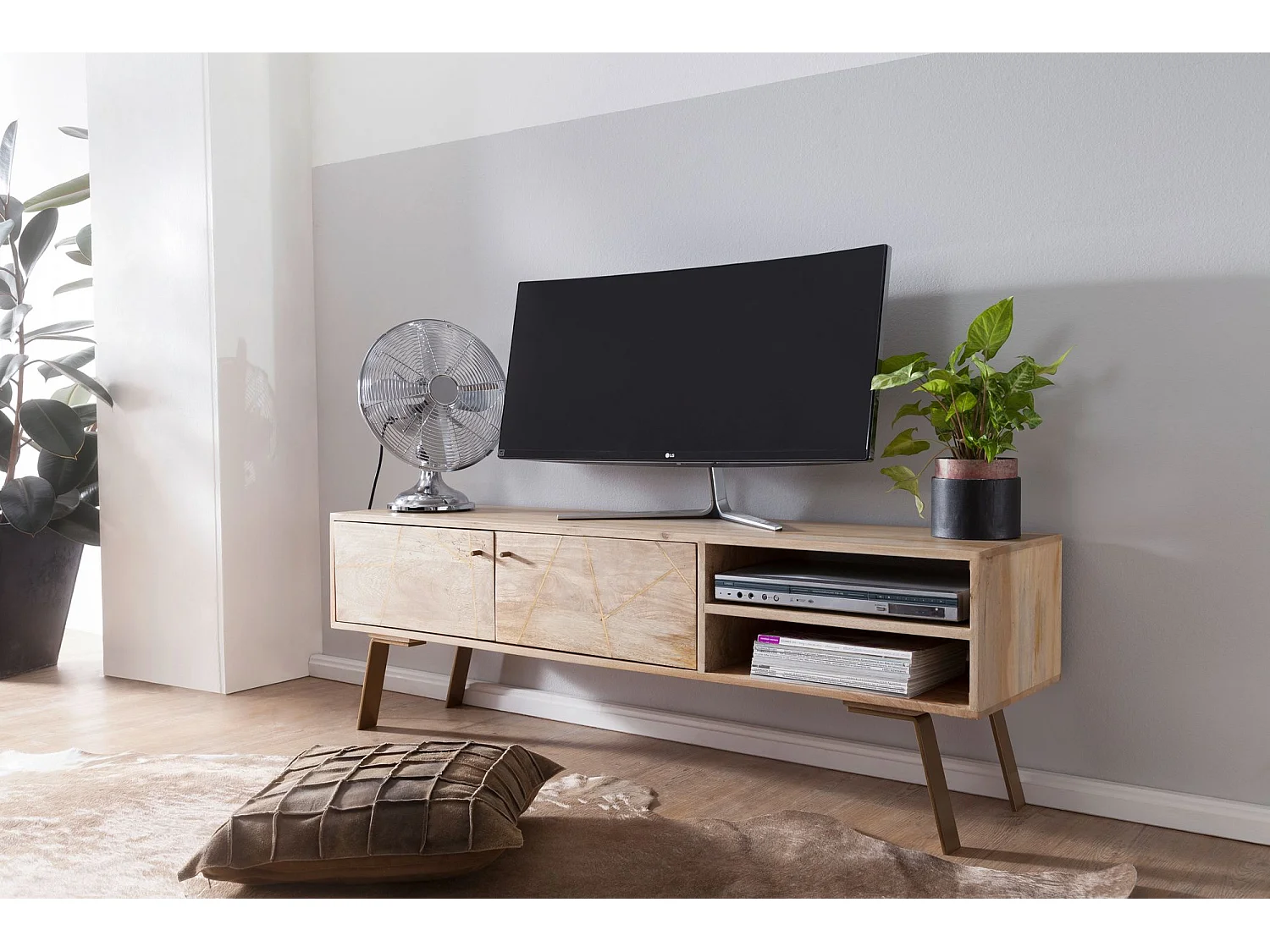 TV Lowboard SIKAR Massivholz Fernsehkommode Landhaus Fernsehschrank groß