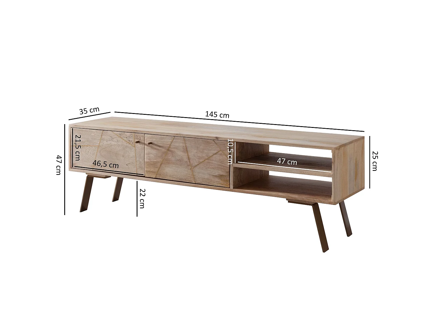 TV Lowboard SIKAR Massivholz Fernsehkommode Landhaus Fernsehschrank groß