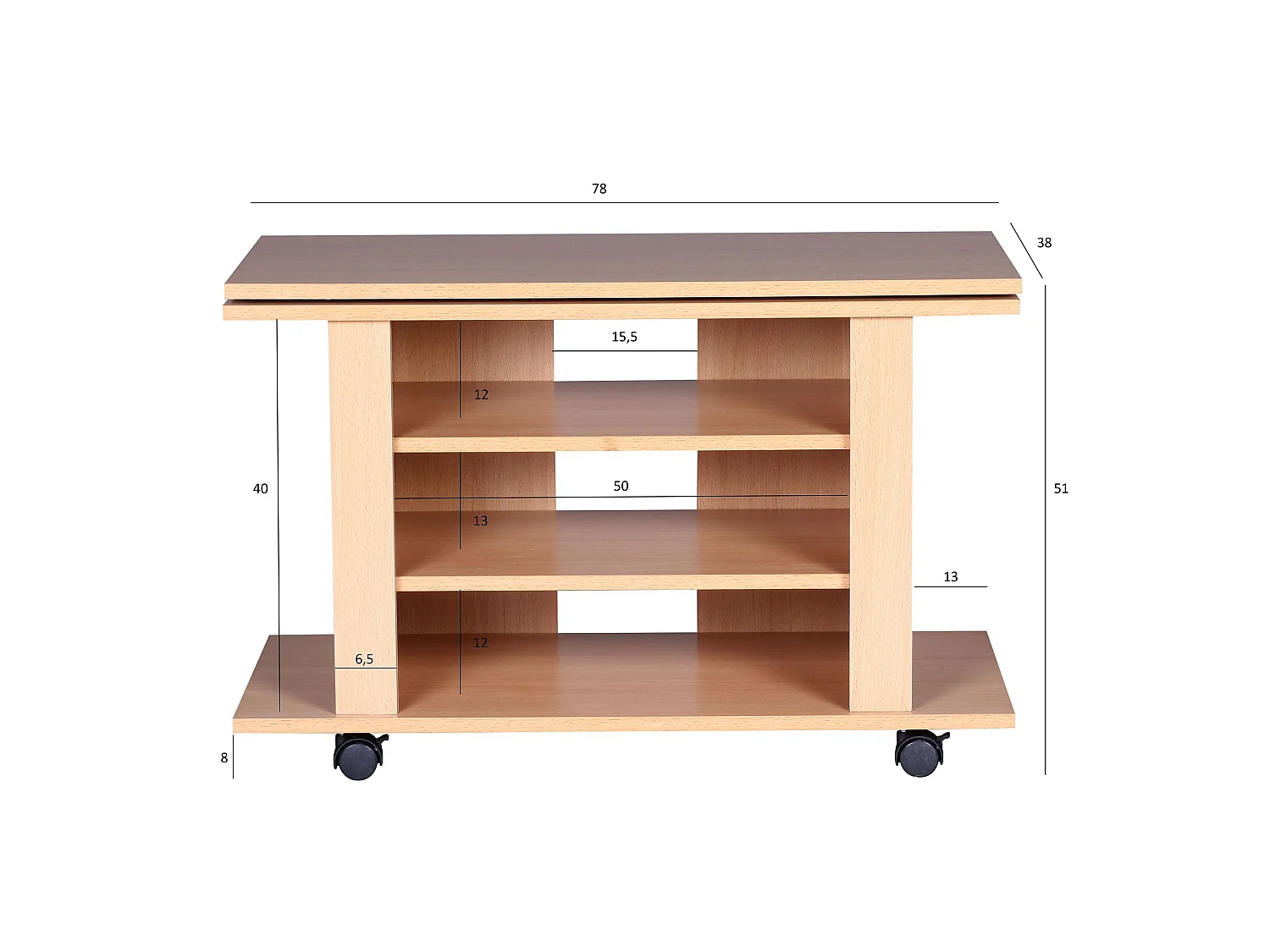 Table de télévision Bois 75x51x38 cm Banc TV Tournant Commode Moderne