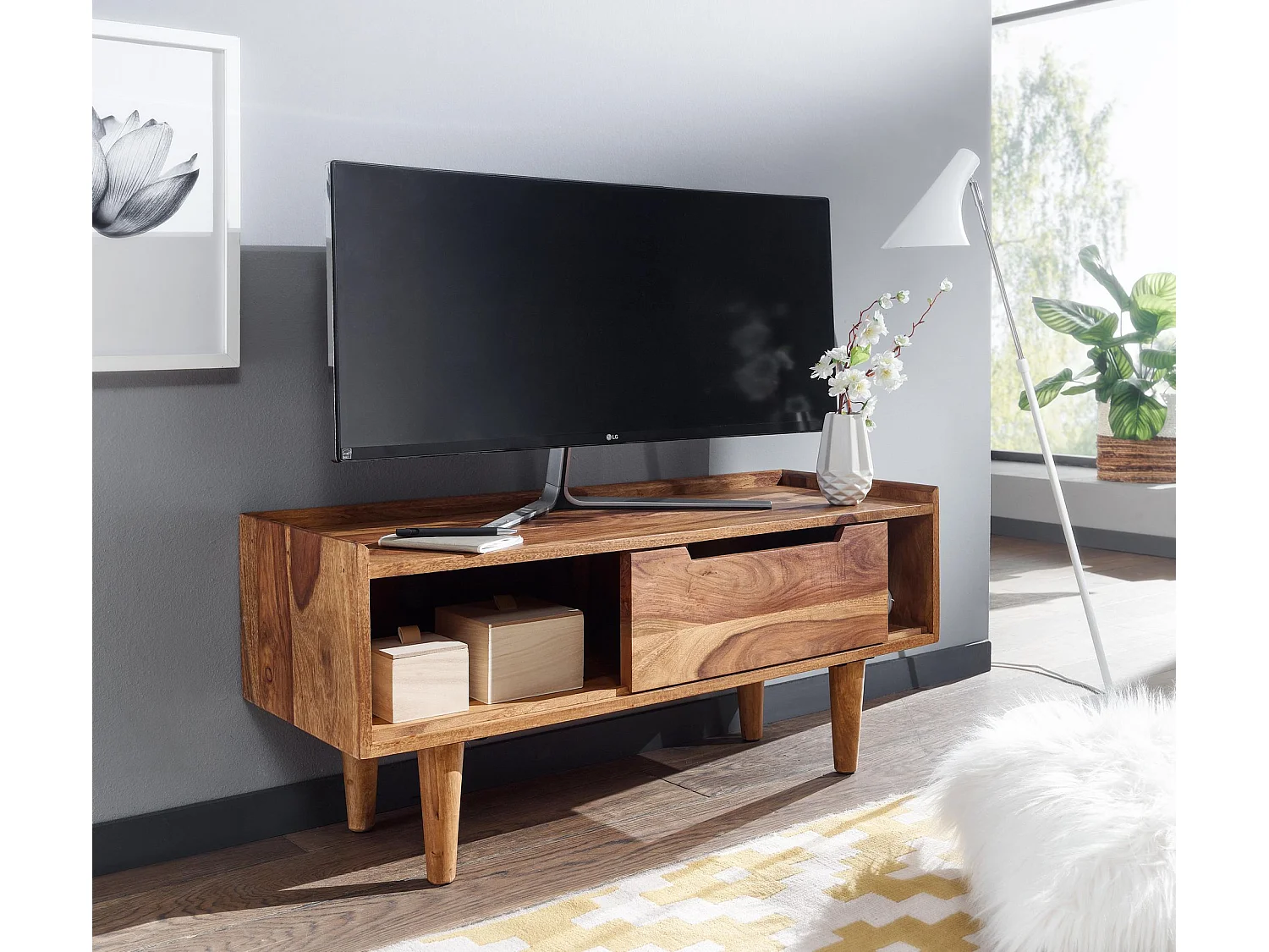 TV Schrank  Lowboard 95x44x34 cm Holz Fernsehkommode Fernsehschrank